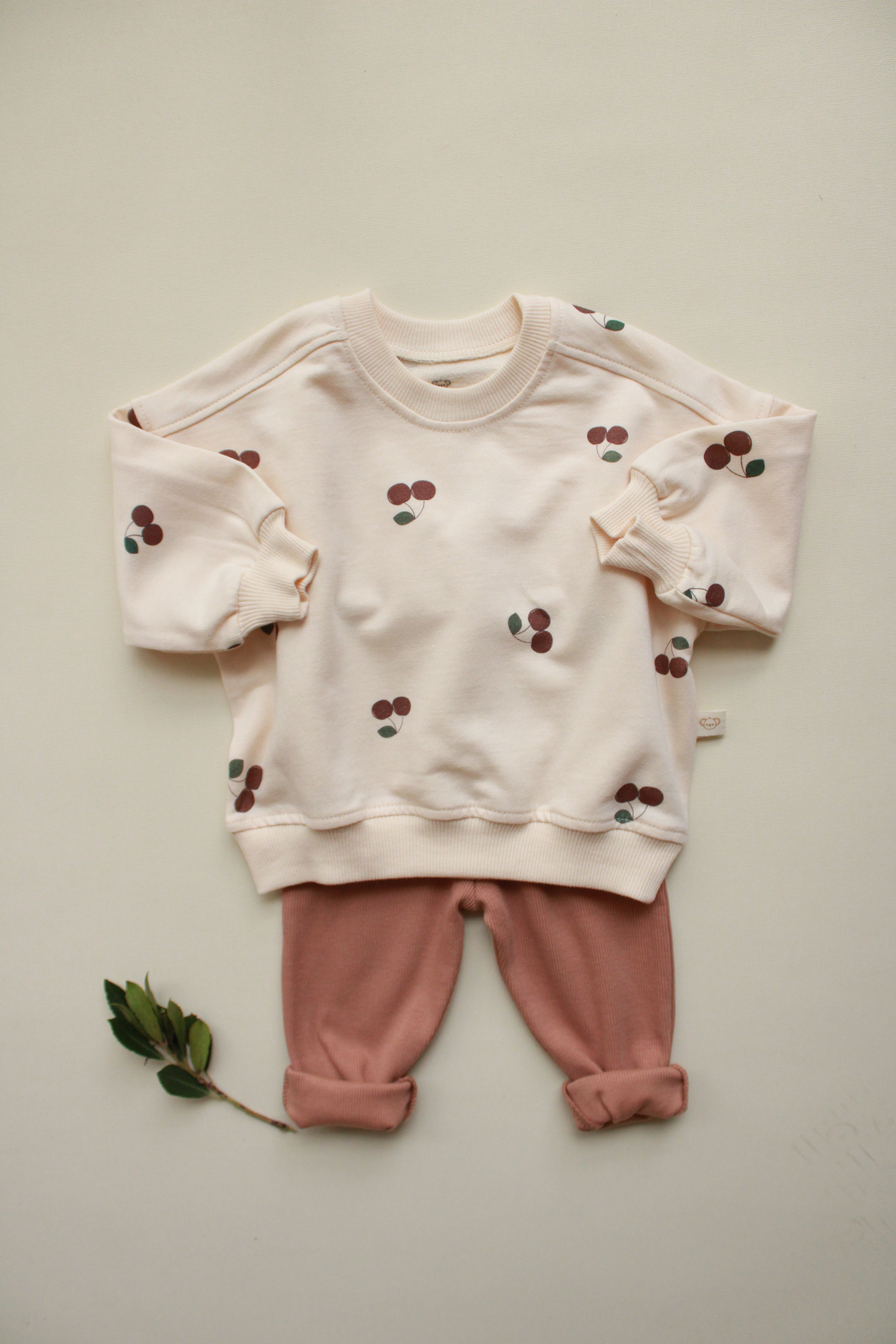 Cherry print baby sweatshirt and pants set