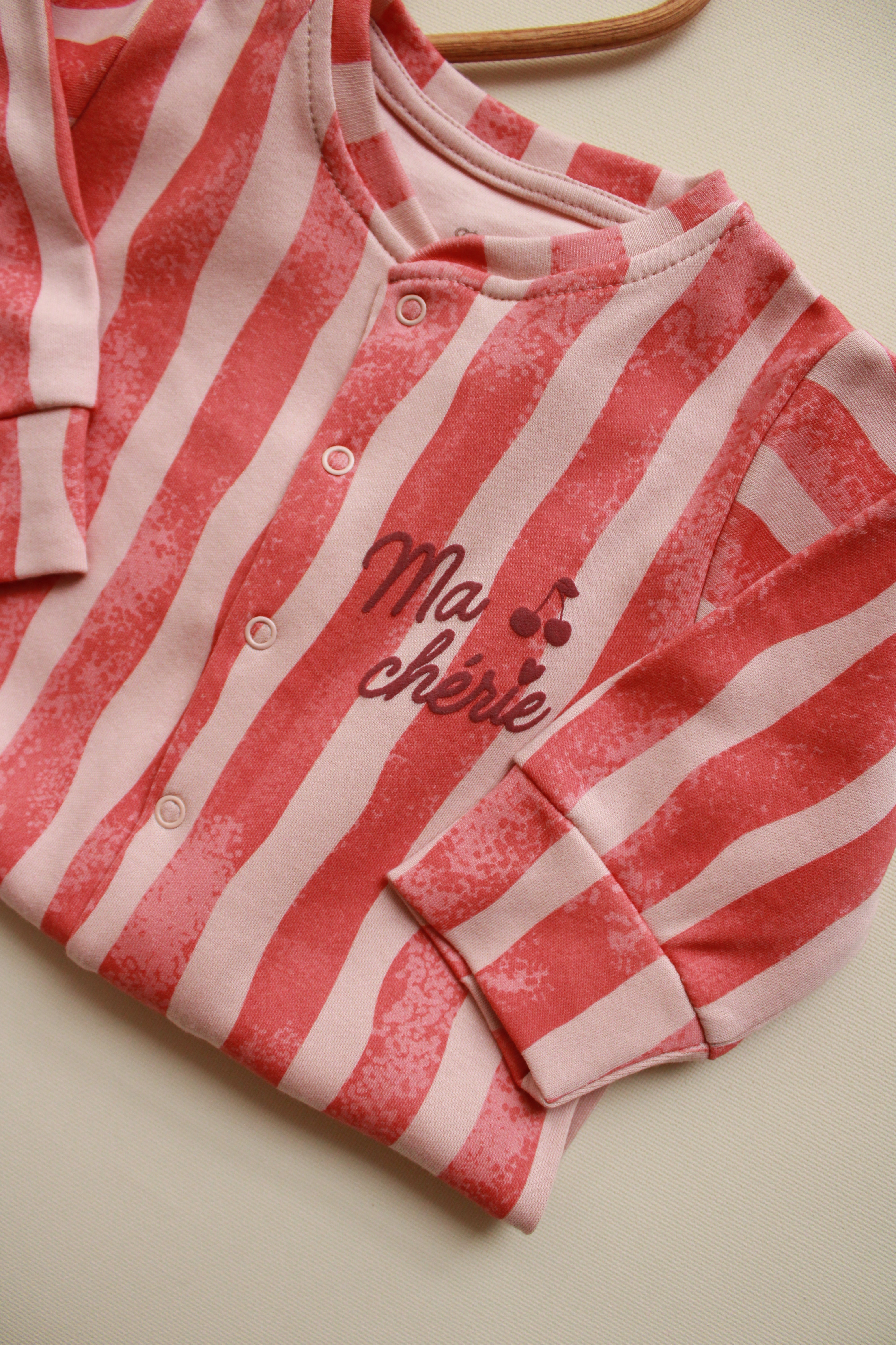 Cute pink striped baby onesie outfit