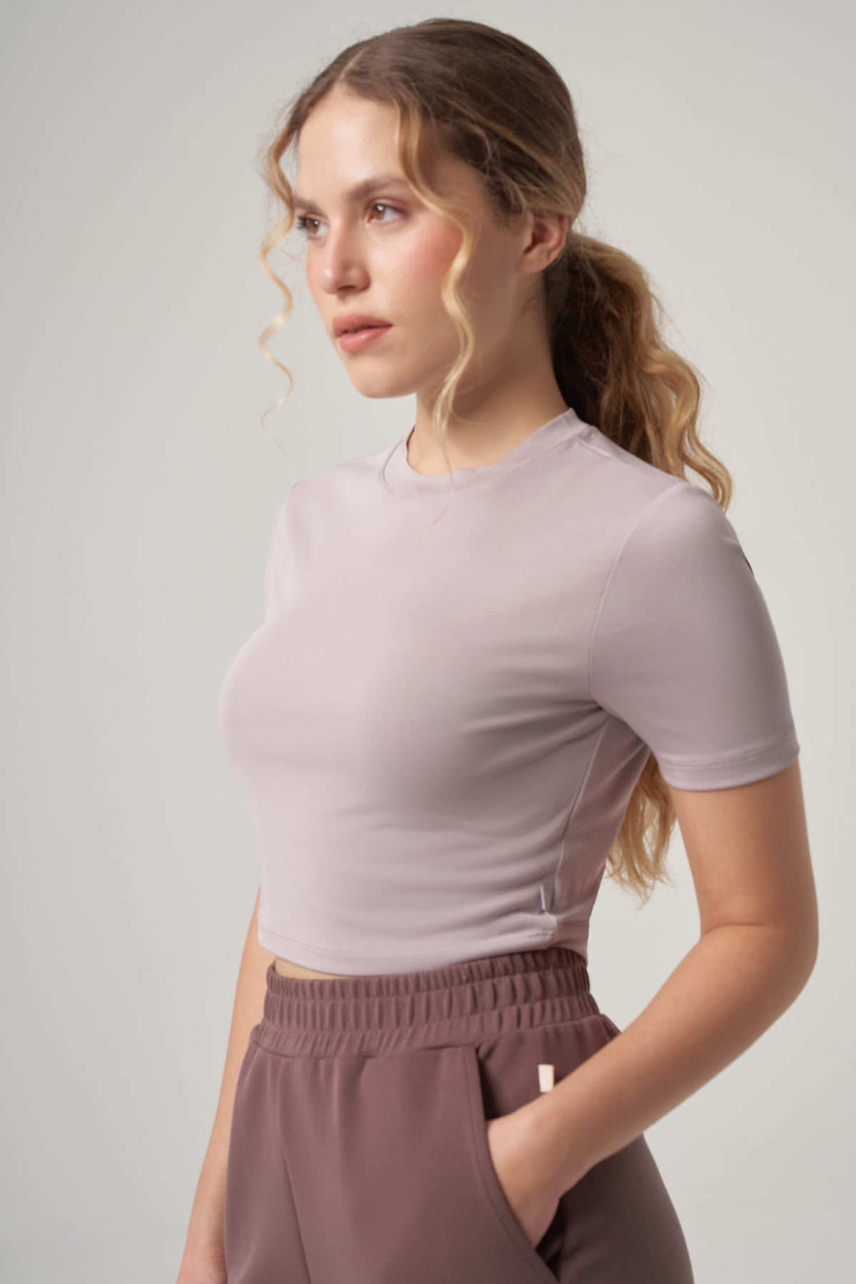 Niken Modal Cropped T-Shirt – Dusty Rose