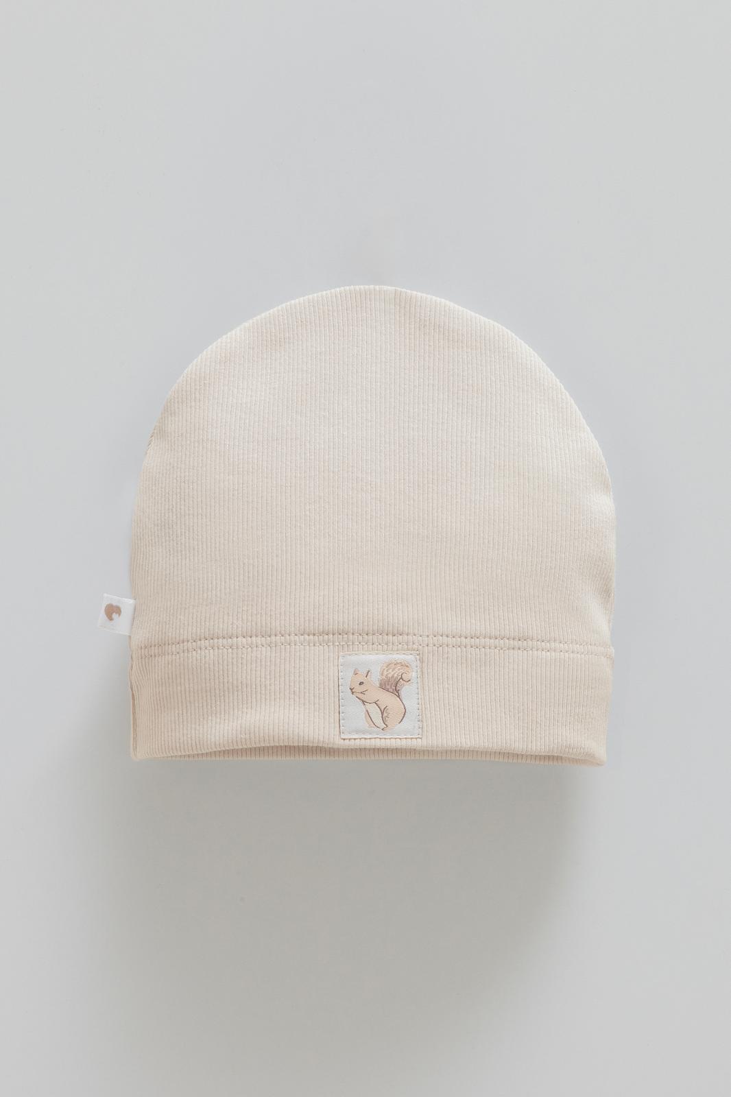 Woodland Baby Hat with Squirrel Patch