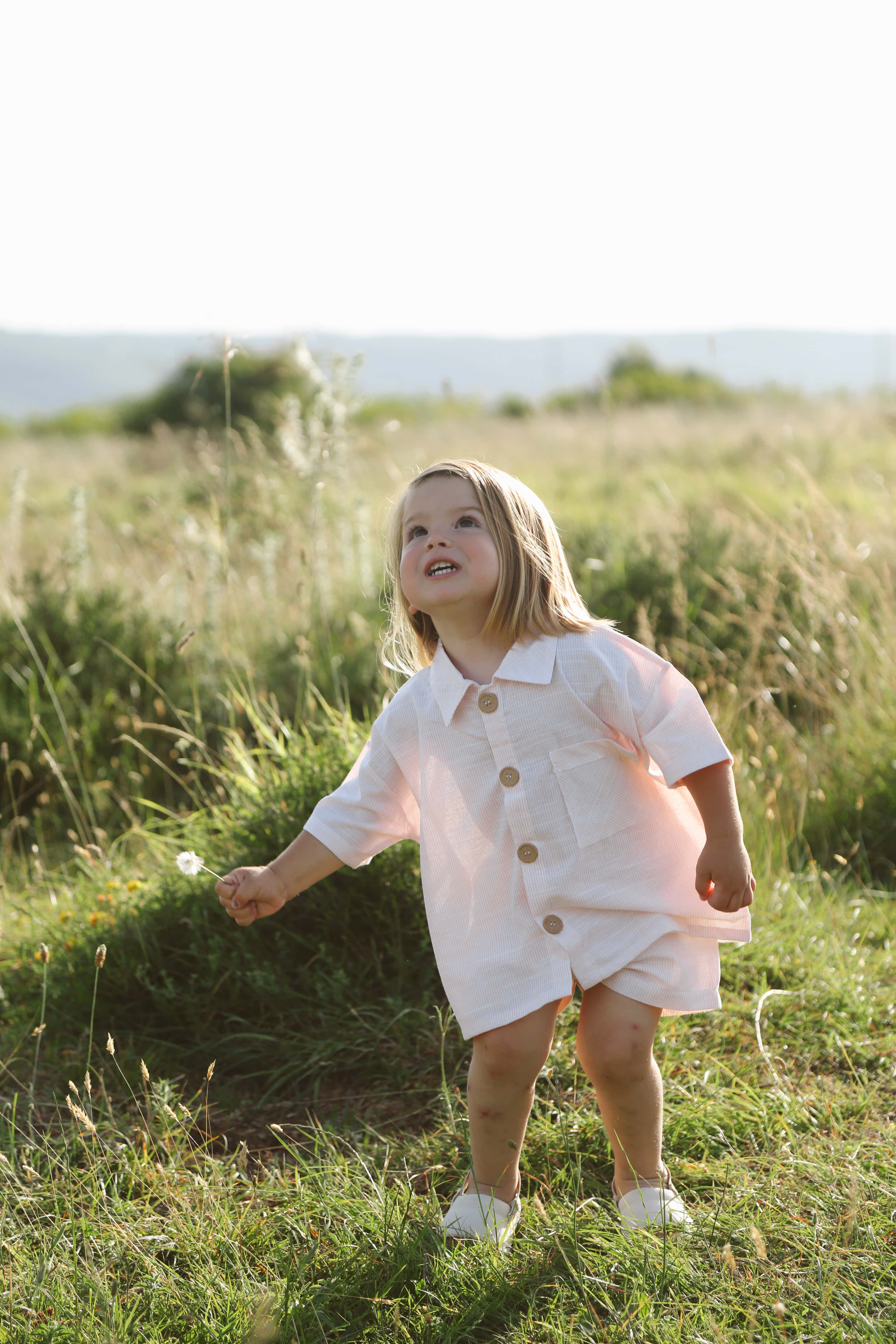 Baby boy casual shirt short set, unisex toddler summer outfit made from soft cotton.