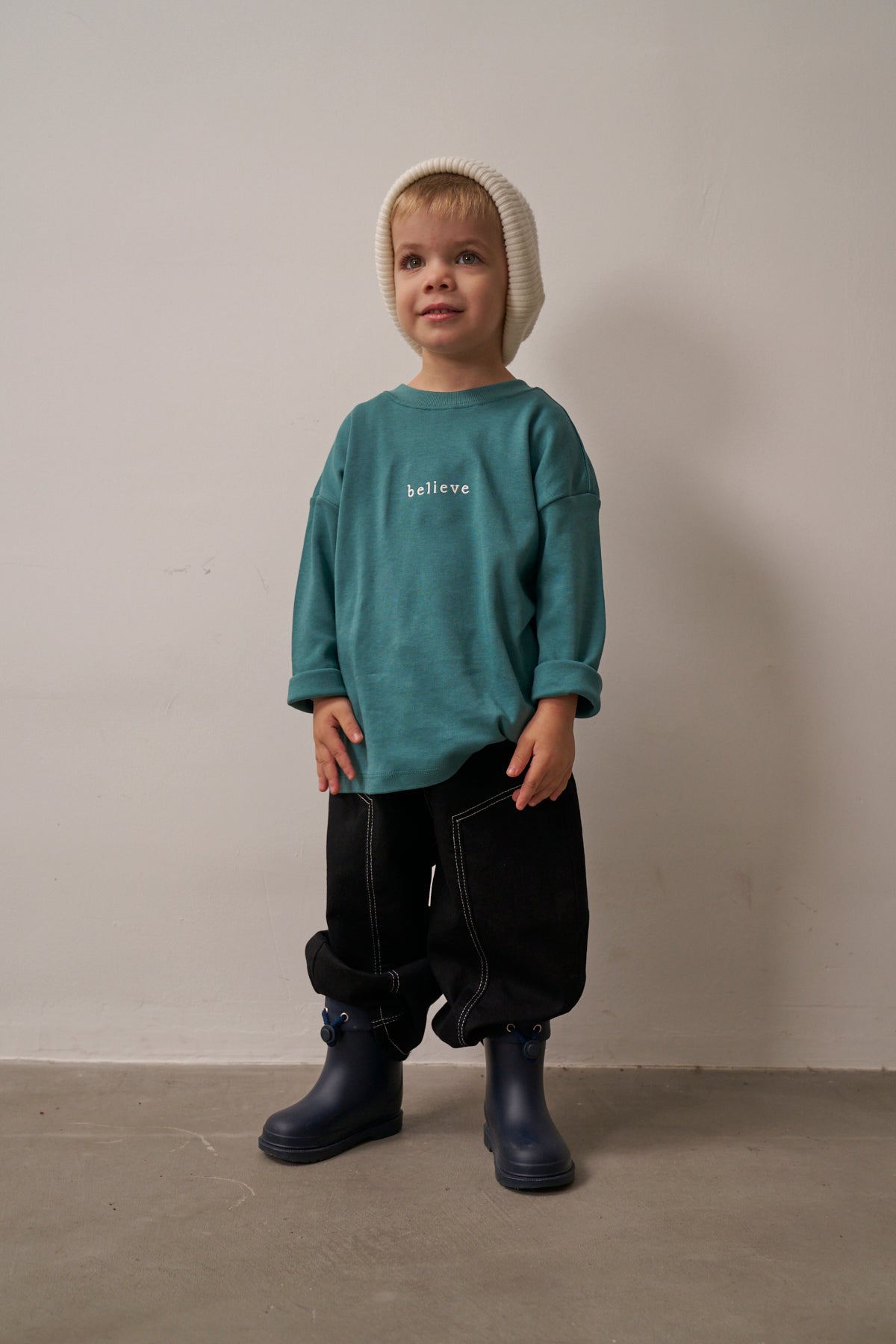 Believe long sleeve kids top in soft cotton