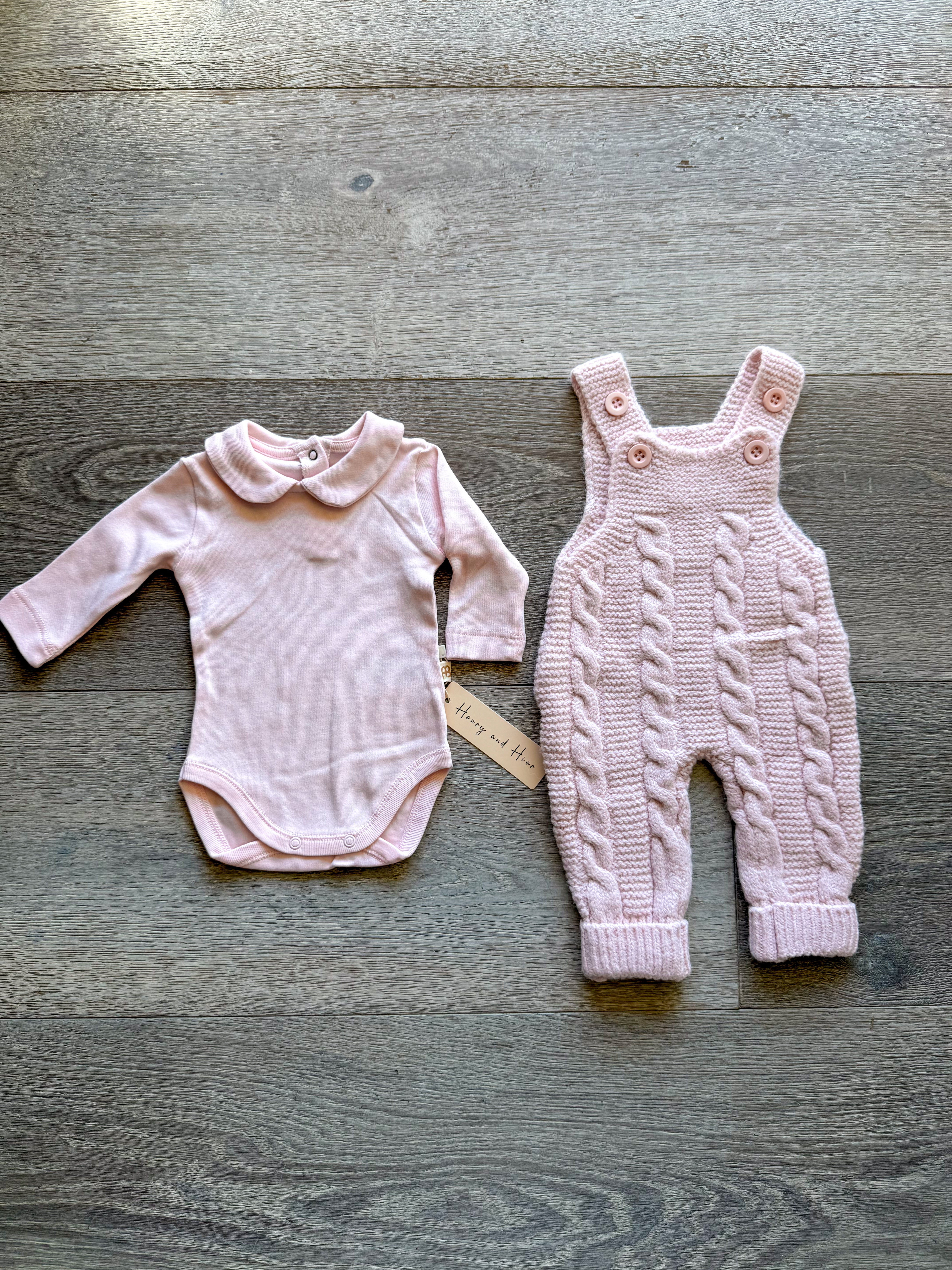 Maya 2 Piece Pink Overalls Set