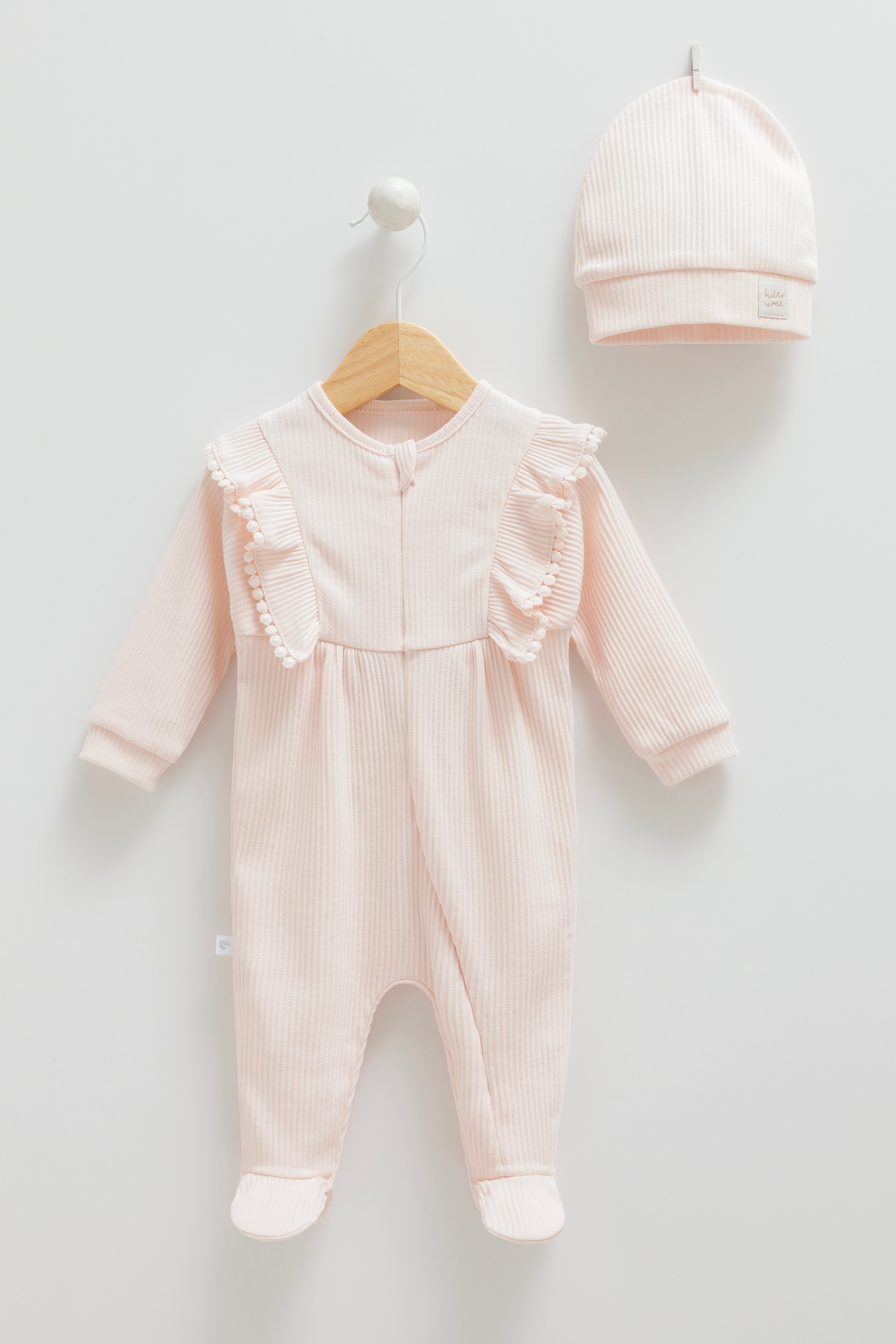 Pink onesie and beanie baby set, soft cotton newborn outfit perfect for gifting