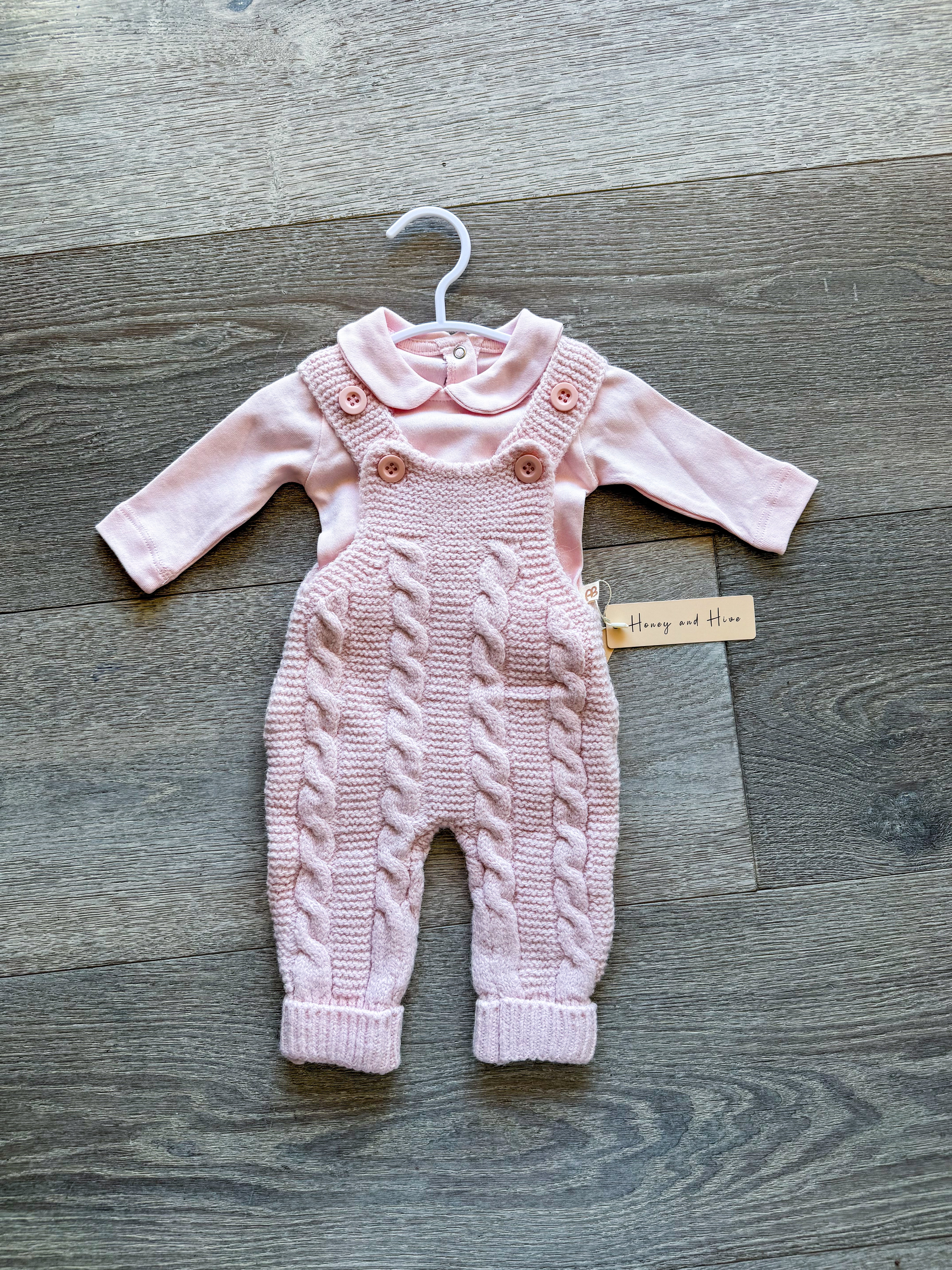 Maya 2 Piece Pink Overalls Set