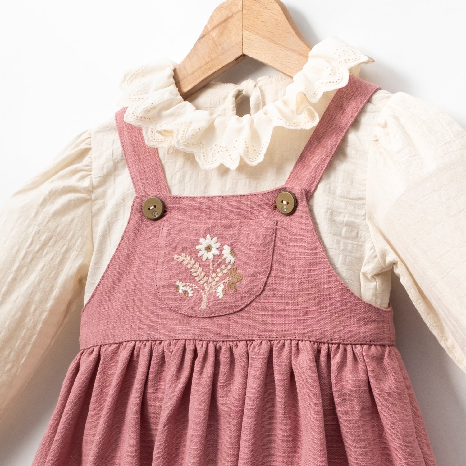 Organic cotton dusty rose dress with blouse, stylish newborn outfit perfect for gifting