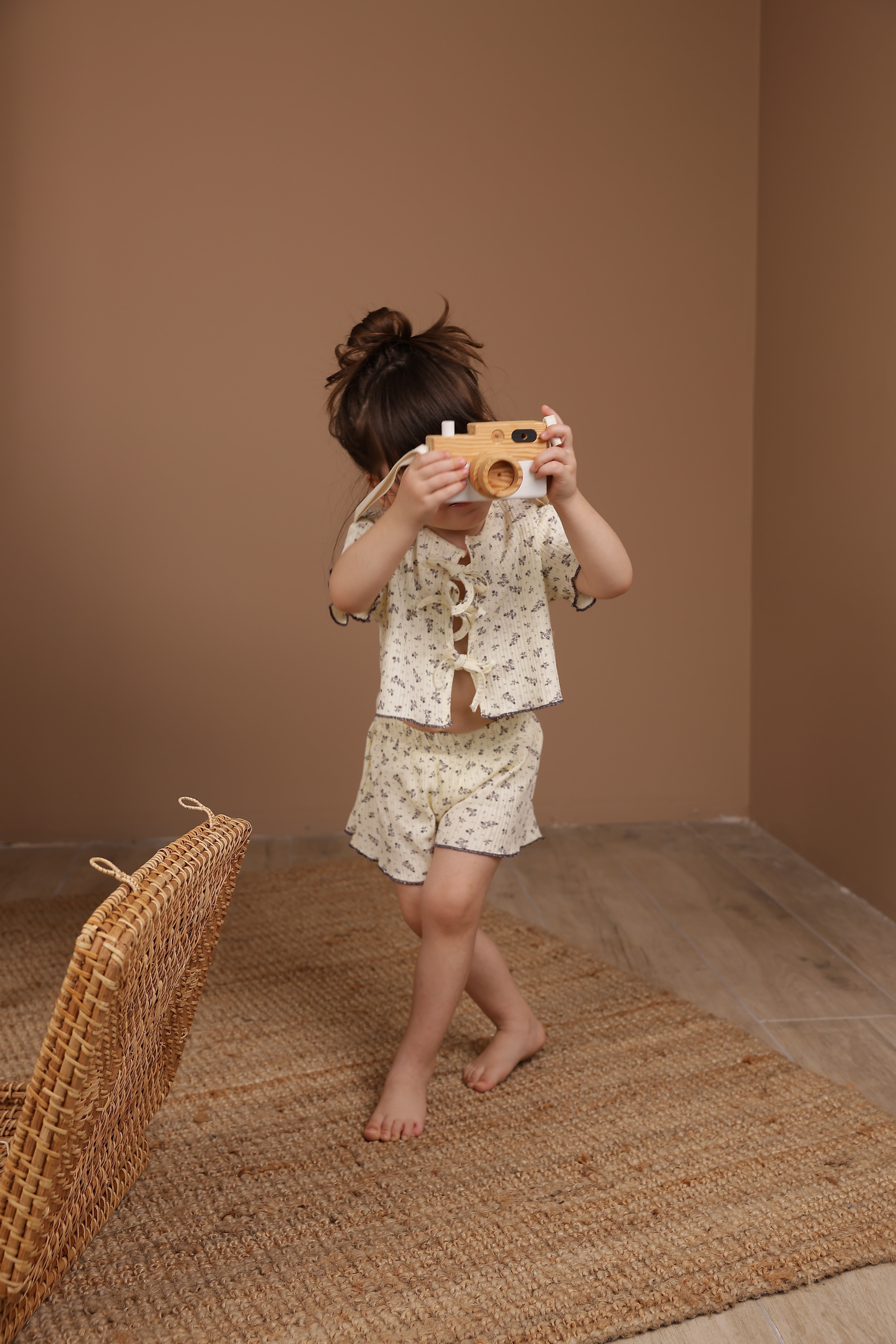 Wildflower tie-front baby clothing set, soft organic cotton outfit for newborn girls