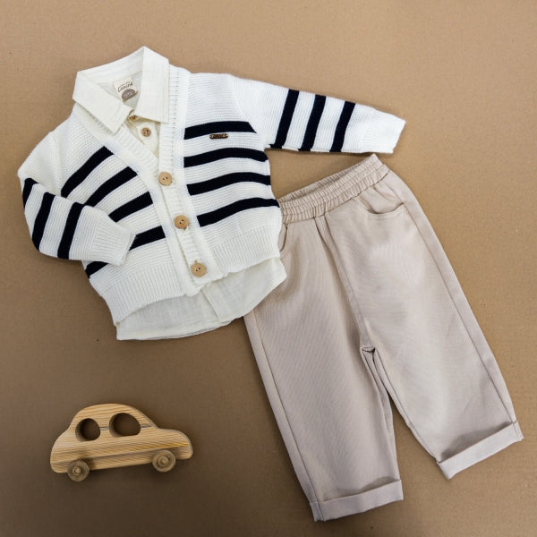 Classic Striped Cardigan & Pant Set