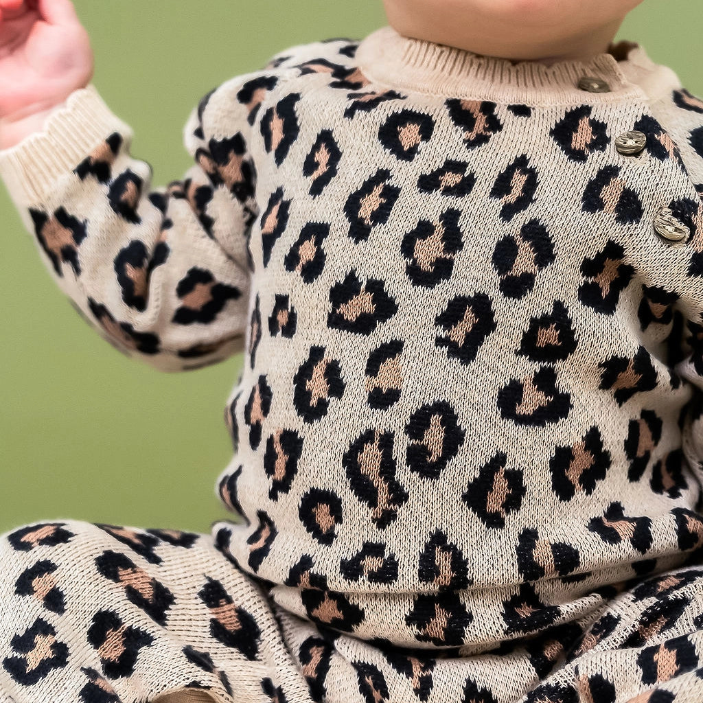 baby girl organic leopard jumpsuit