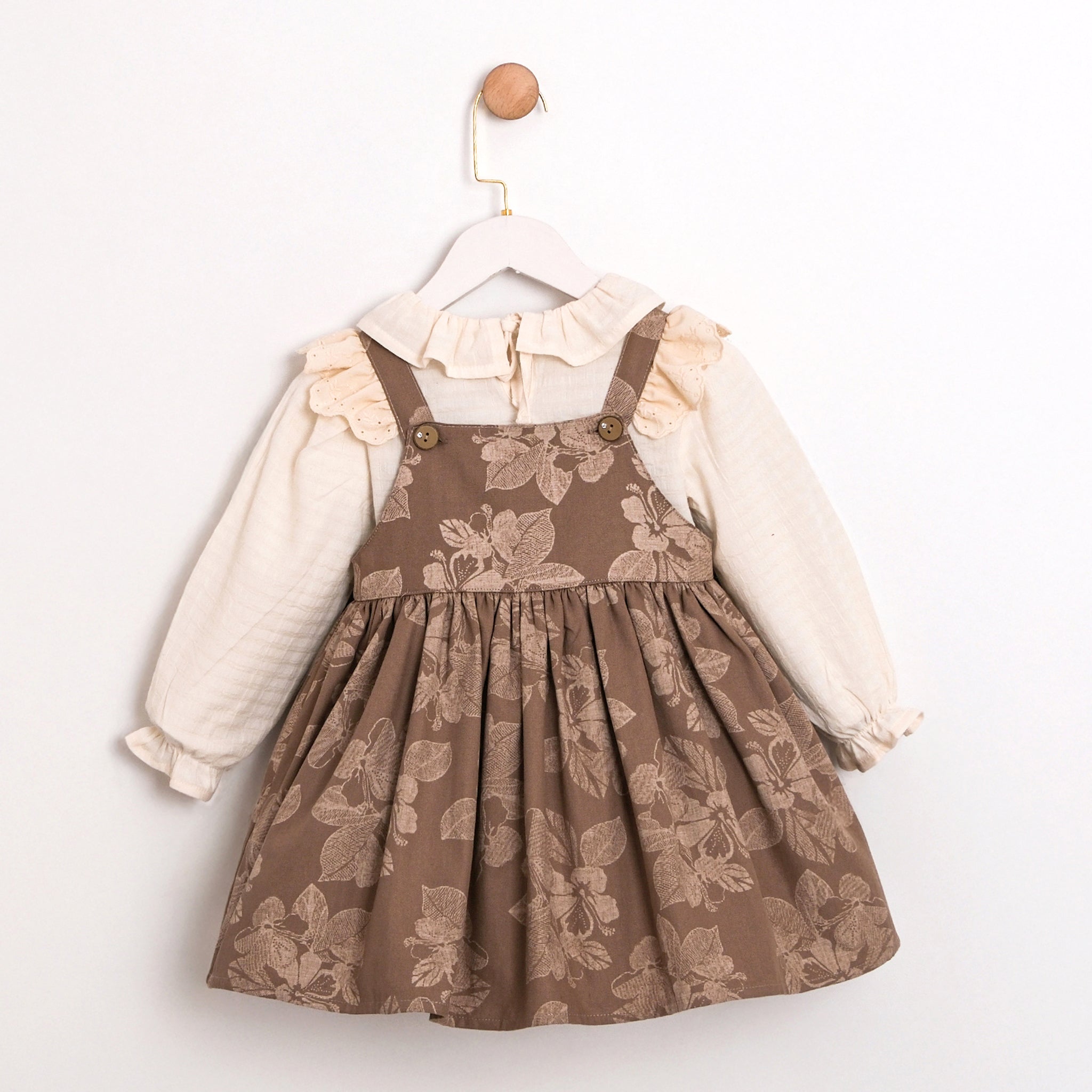 Vintage Floral Pinafore Dress & Blouse