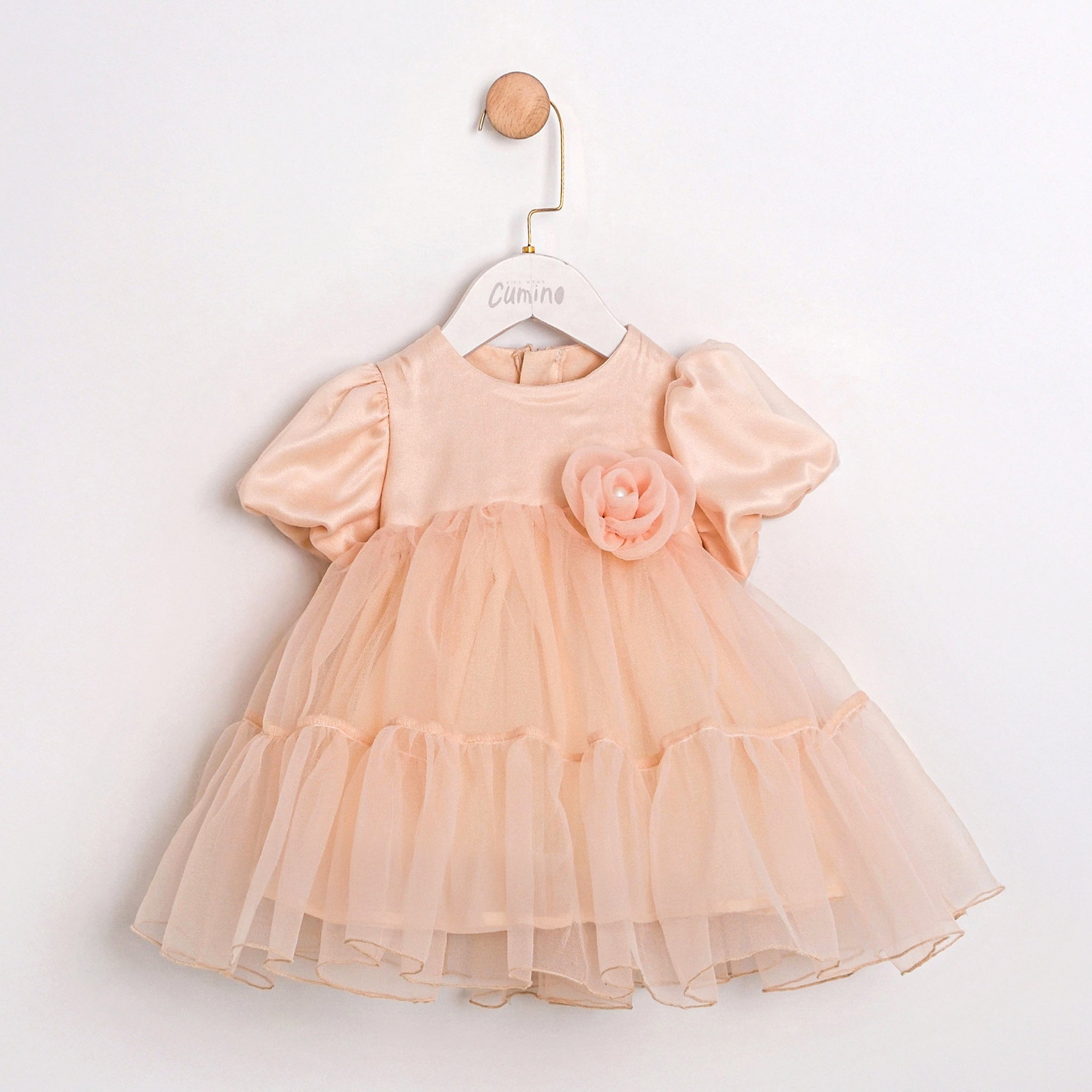 Elegant baby girl dress with layered tulle skirt