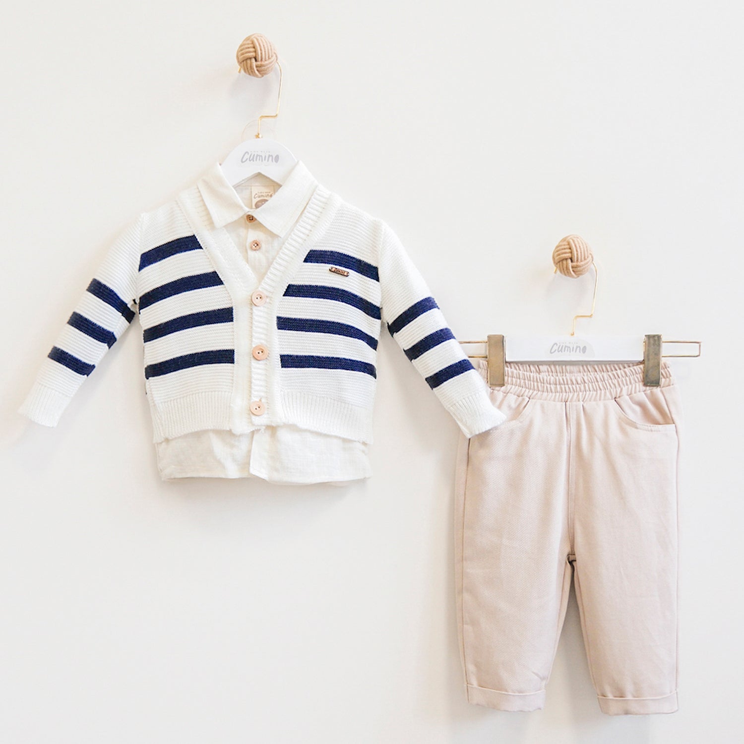 Classic Striped Cardigan & Pant Set