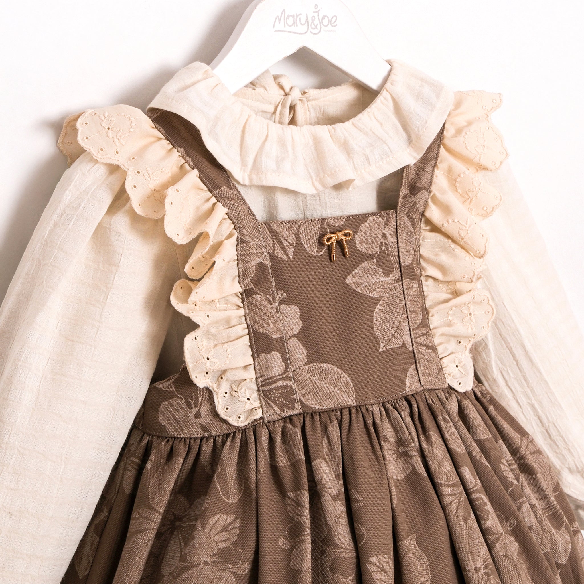 Vintage Floral Pinafore Dress & Blouse