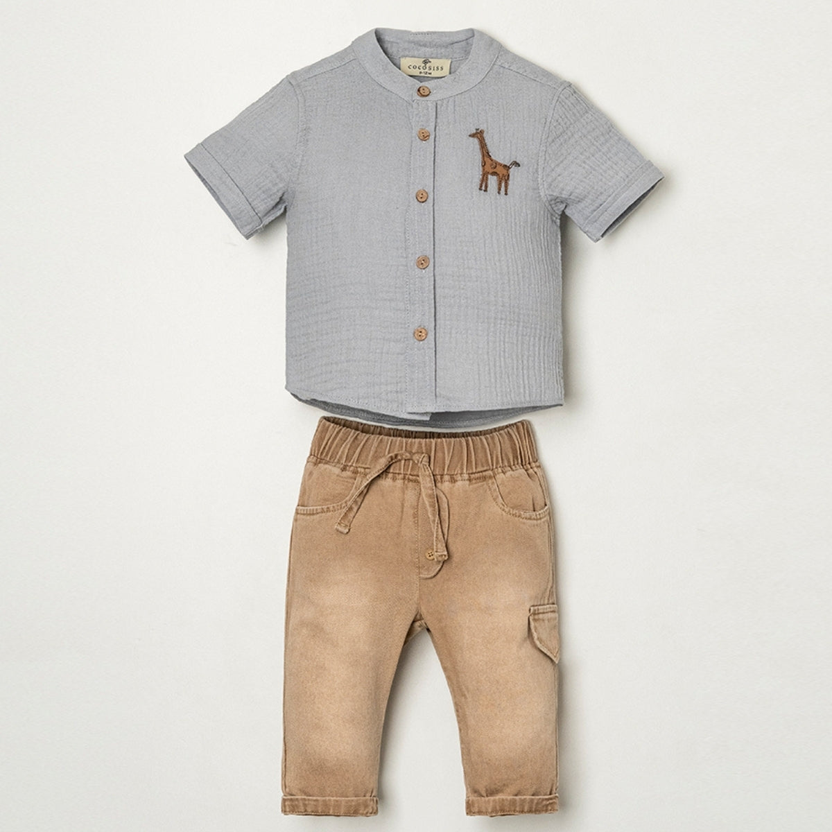 Stylish baby boy clothing set with button shirt and pants