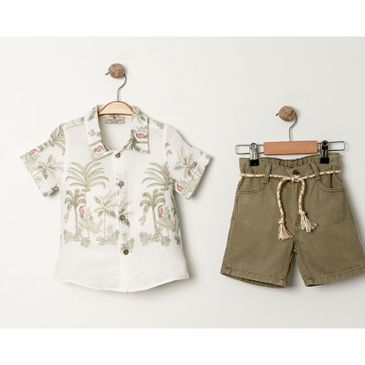 Tropical palm tree toddler boy summer outfit