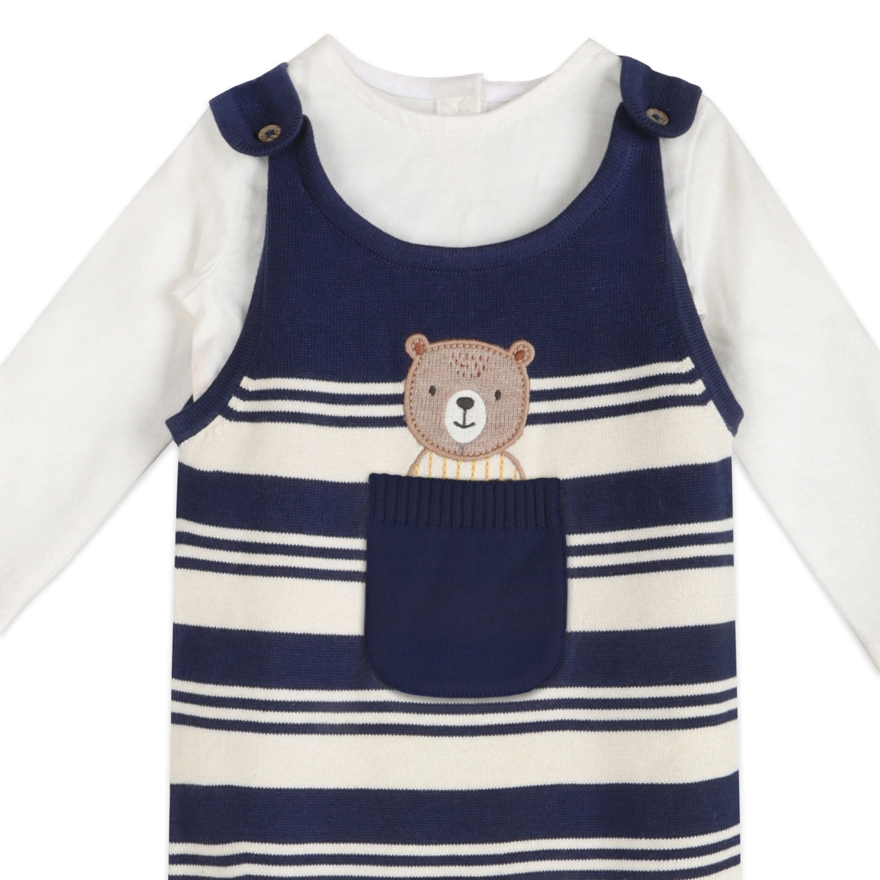 Bear Pocket Knit Overall Set