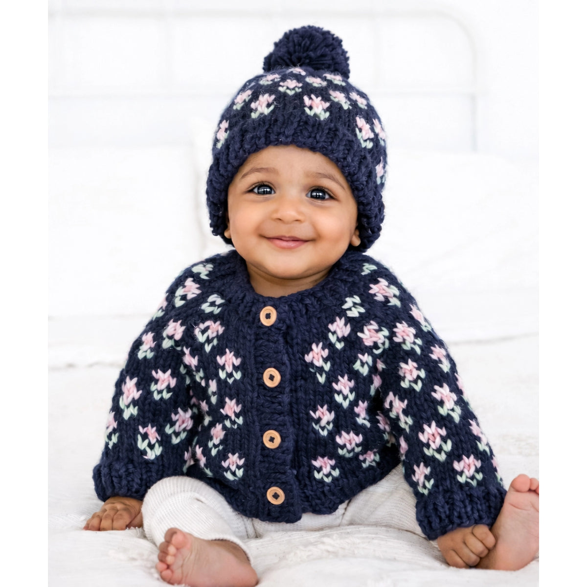 Bitty Blooms Indigo Cardigan