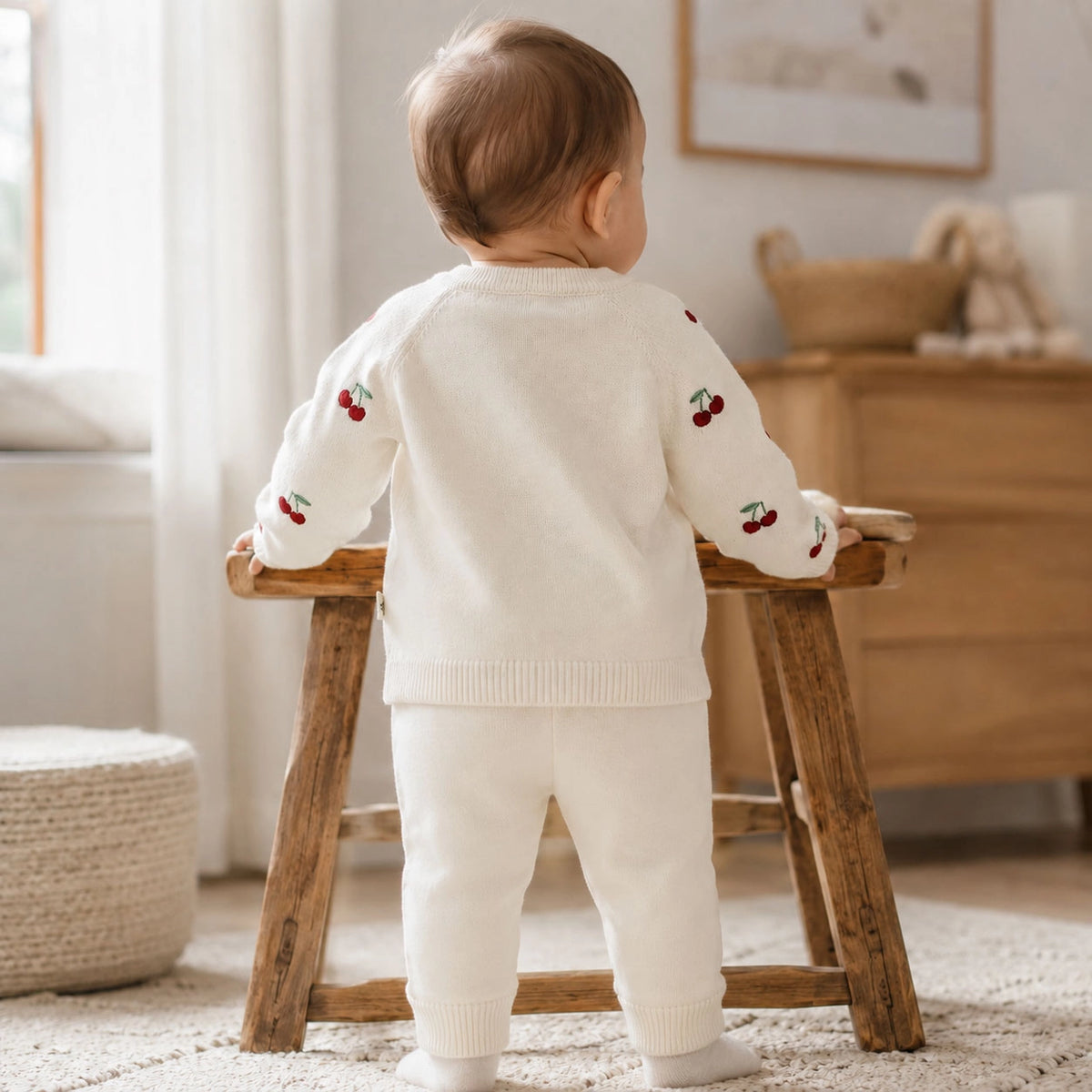 Cherry Embroidered Sweater Knit Cardigan