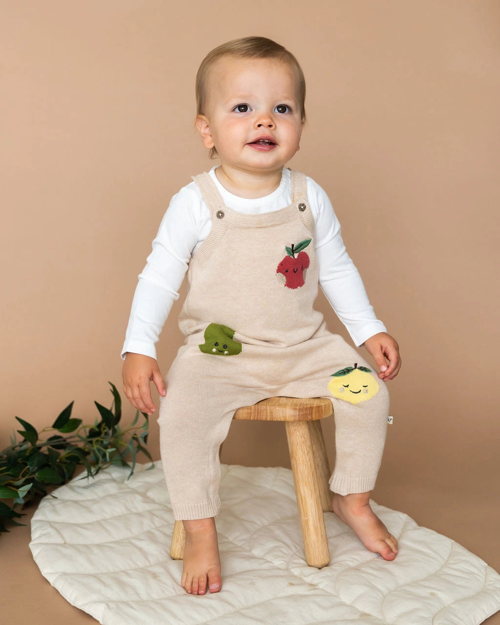 organic baby overall set with fruit details