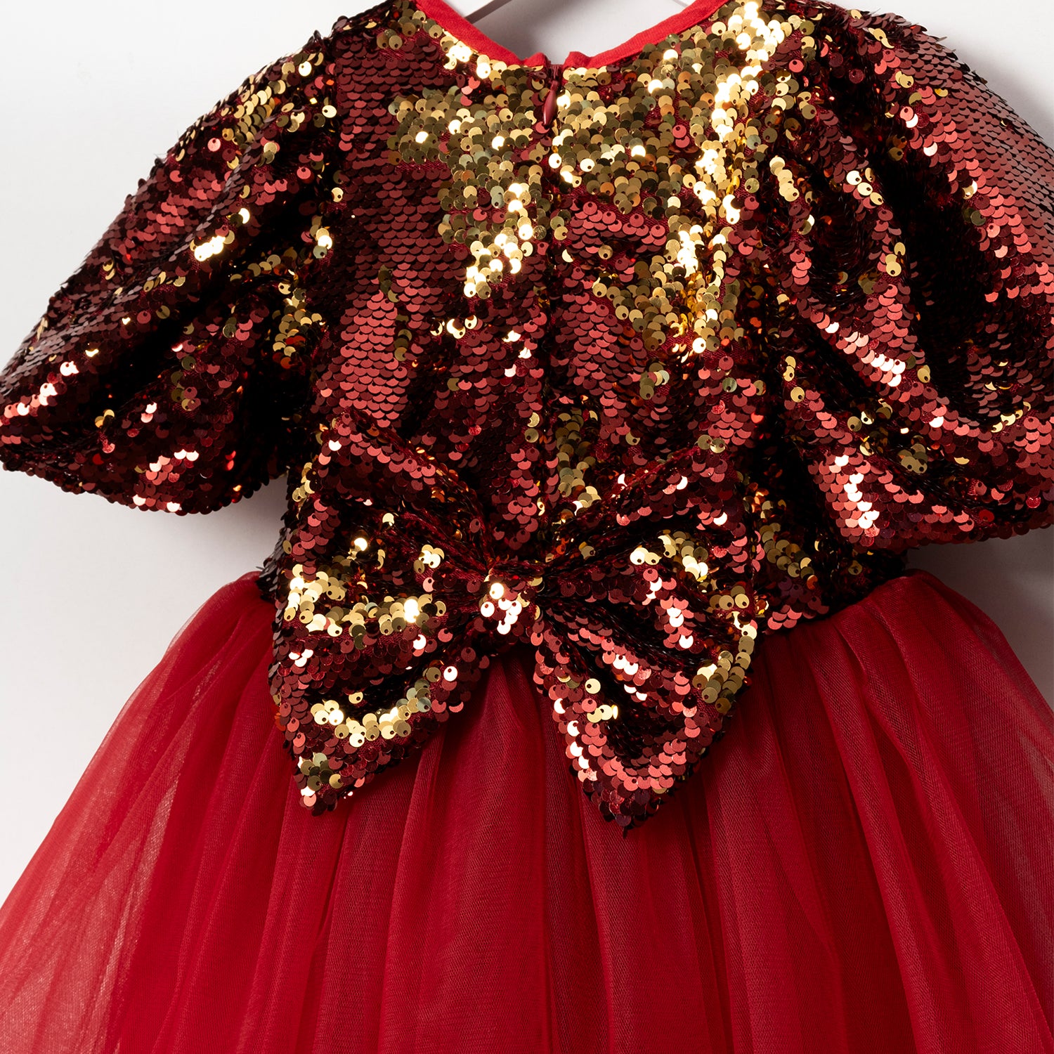Festive girls party dress with sparkle top and flowy tulle skirt