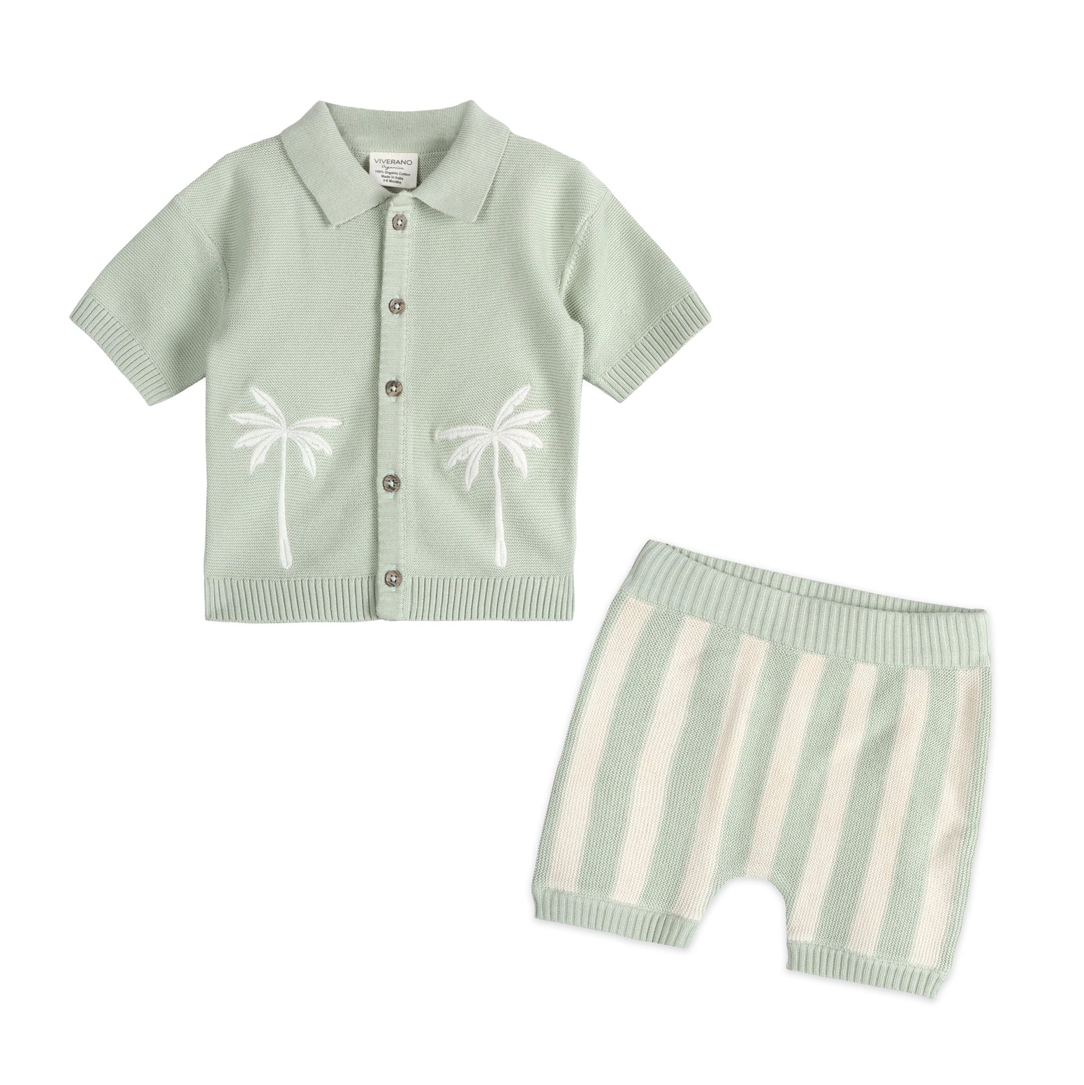 organic baby knit polo and shorts set