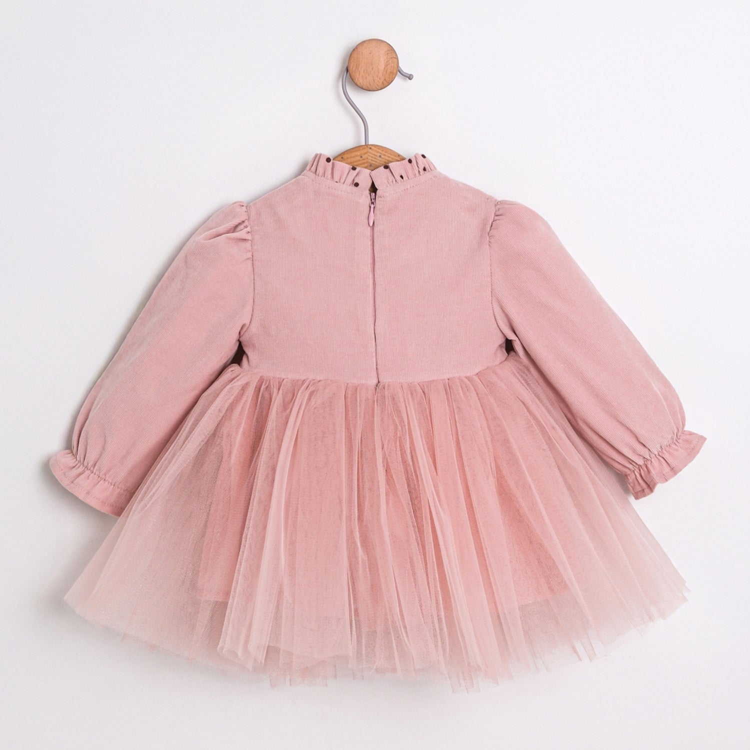 baby girl blush dress with soft tulle skirt