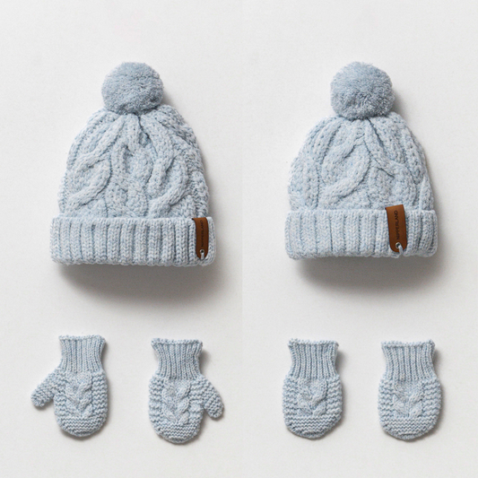 Knit  Beanie and Mitten Set (3 colors)