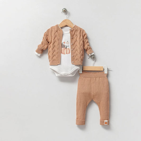 Pumpkin 3 Piece Cable Knit Set