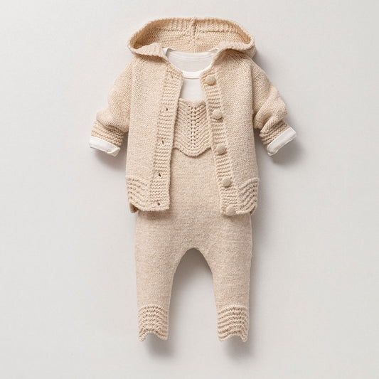 Shae 3 Piece Beige Knitwear Set