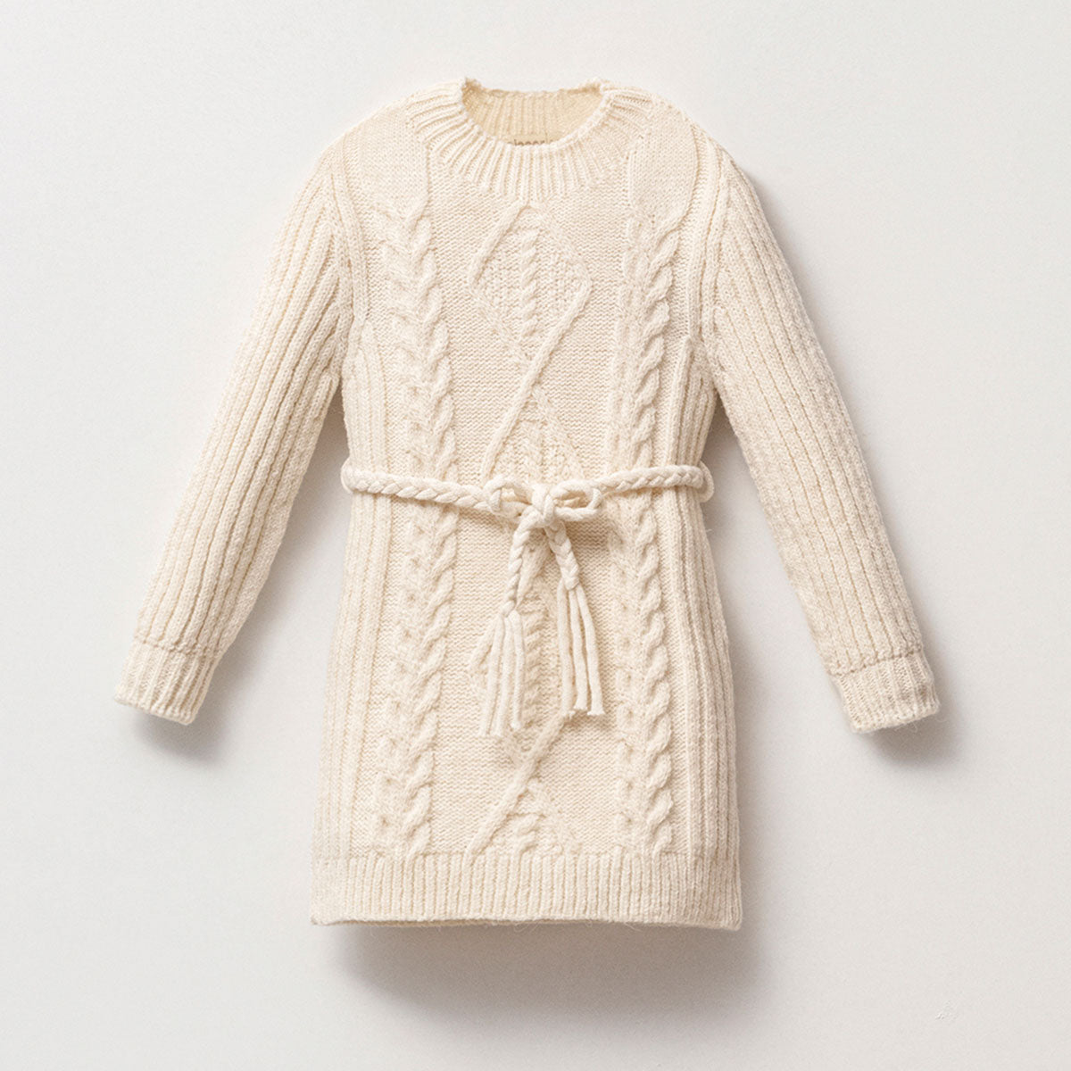 Winter Ivory Cable Knit Dress for Girls