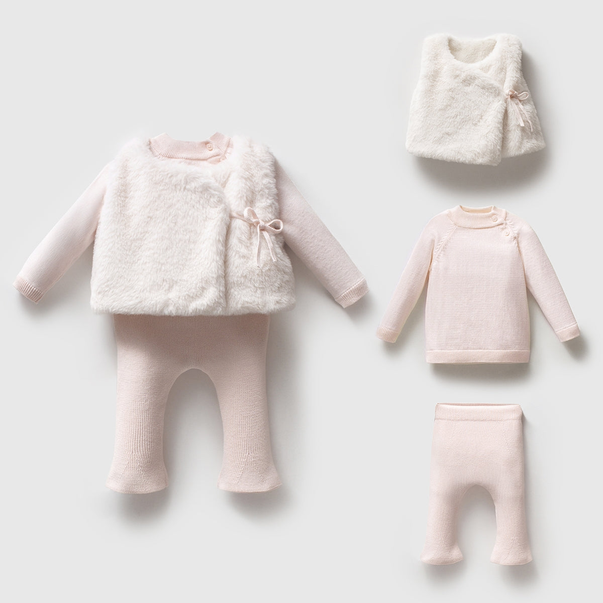 Rosalie Knit Set with Faux Fur Vest
