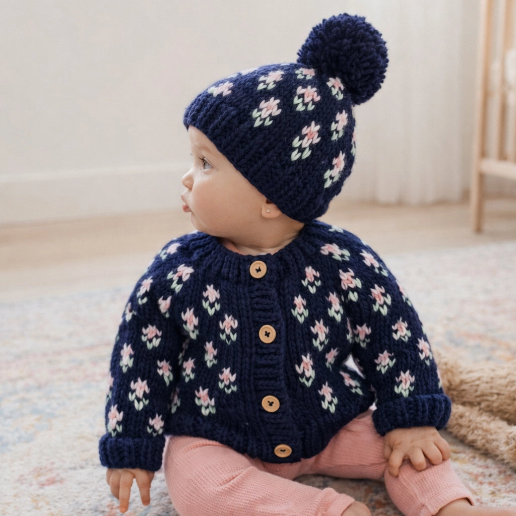Bitty Blooms Indigo Cardigan