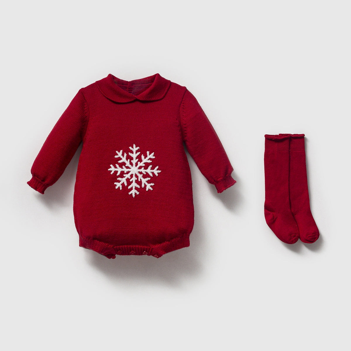 Holiday Snowflake Knit Romper Set