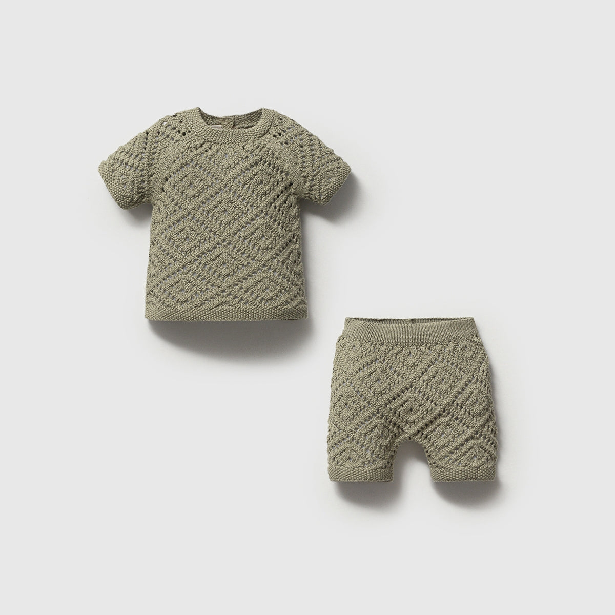 Baby knit shirt and shorts two piece outfit