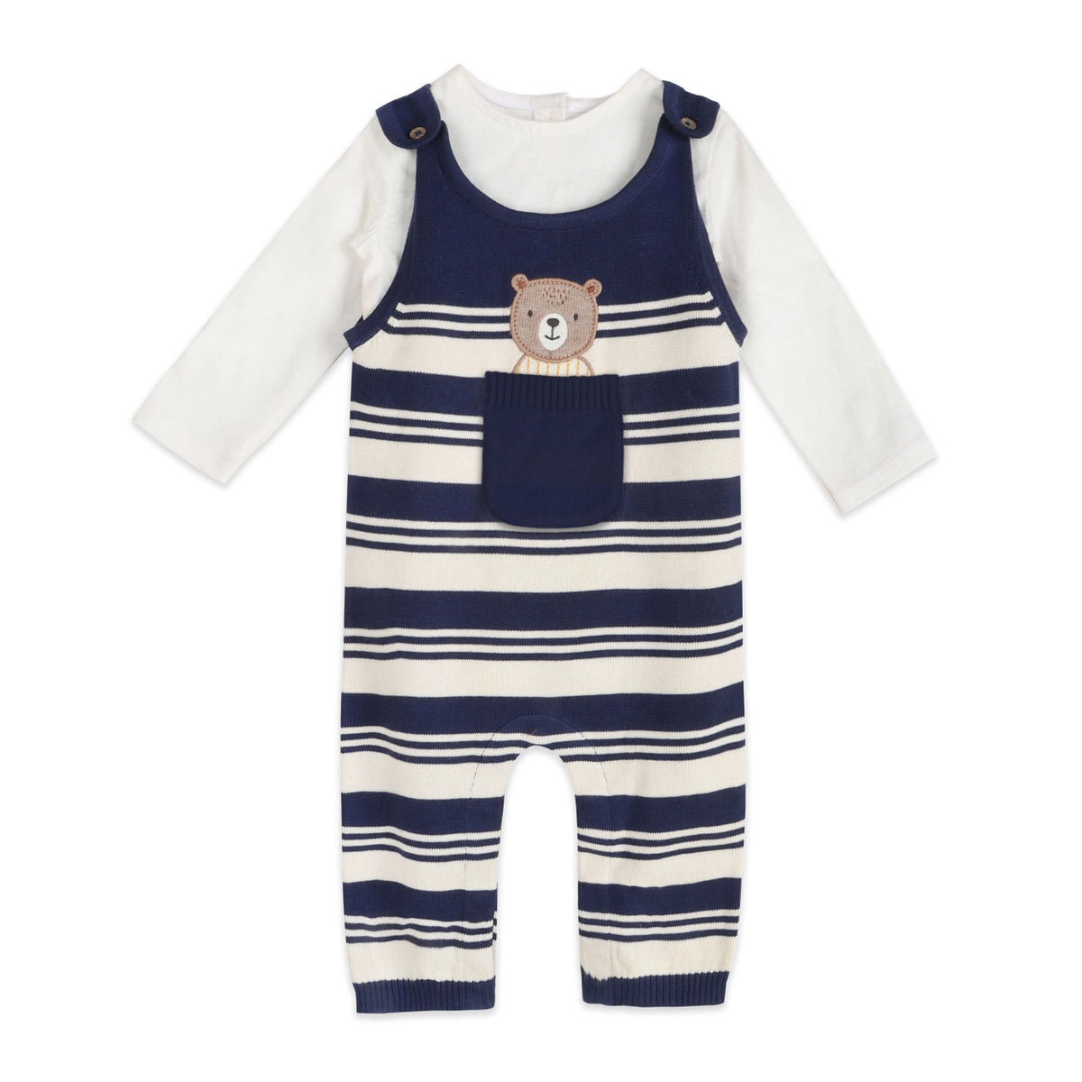 Bear Pocket Knit Overall Set