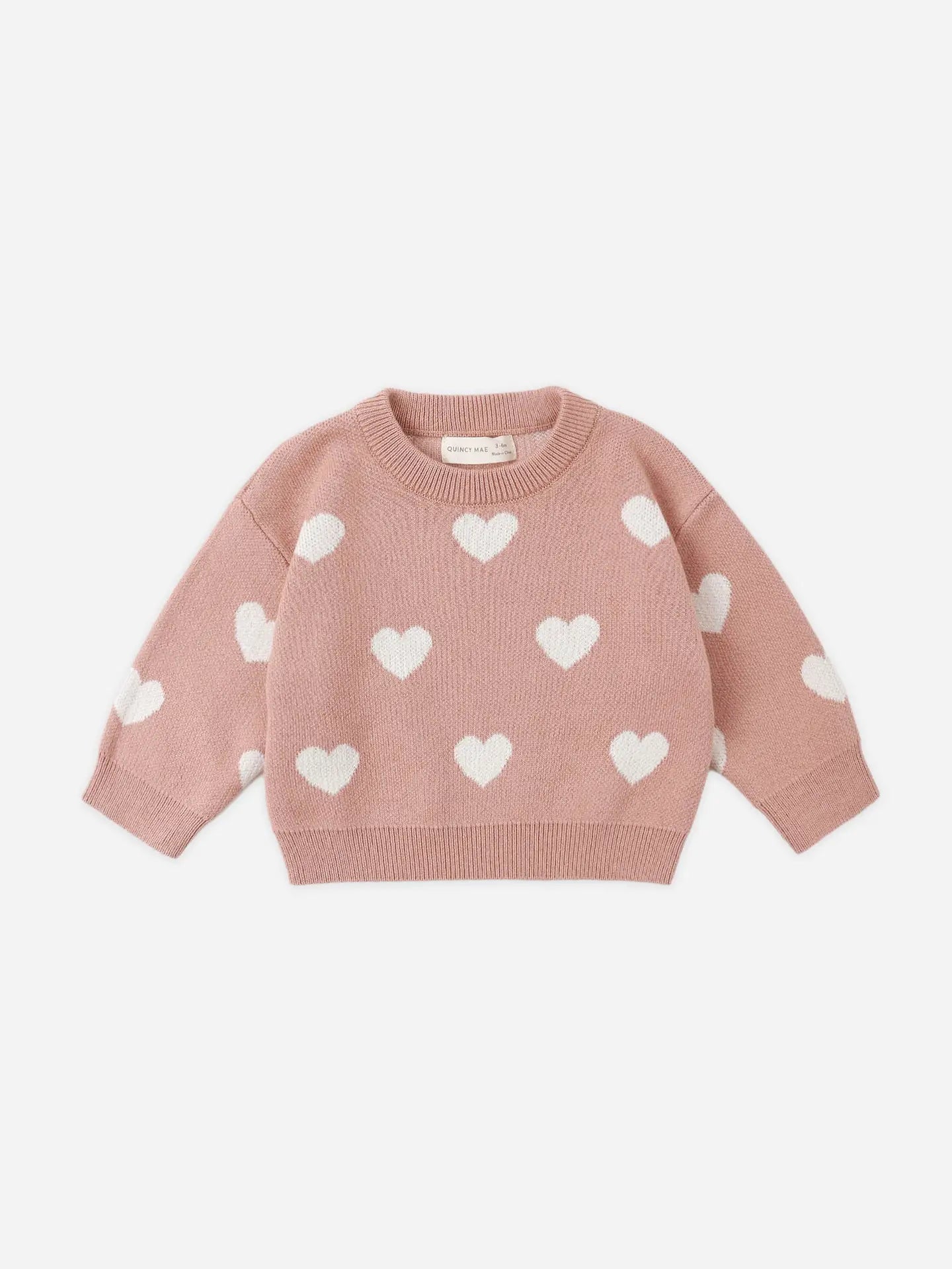 Heart Knit Sweater Pink