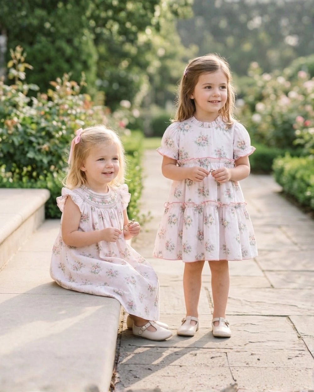 heritage rose floral print cotton bishop dress