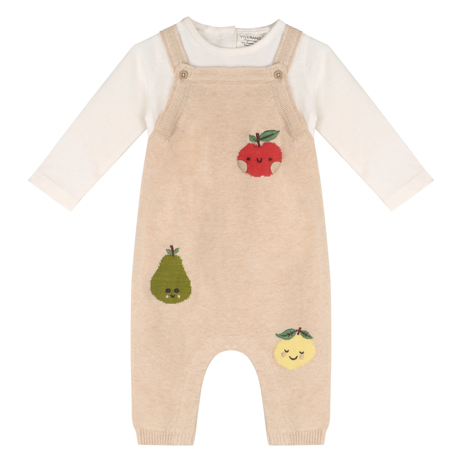 knit baby overalls and bodysuit set