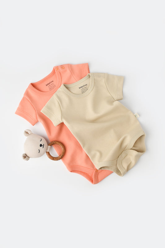 Two Pack Short Sleeve Bodysuit 100% Organic Cotton