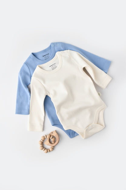 Two Pack Long Sleeve Bodysuit 100% Organic Cotton