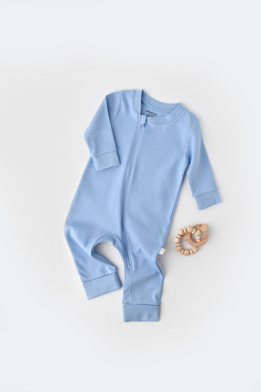 Blue Zippered Onesie 100% Organic Cotton