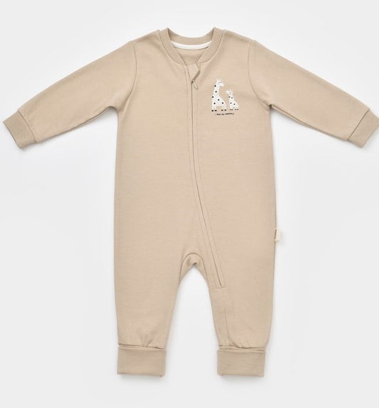 Giraffe Zippered Onesie 100% Organic Cotton