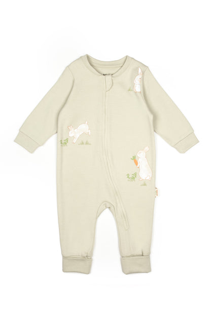 Bunny Zippered Onesie 100% Organic Cotton