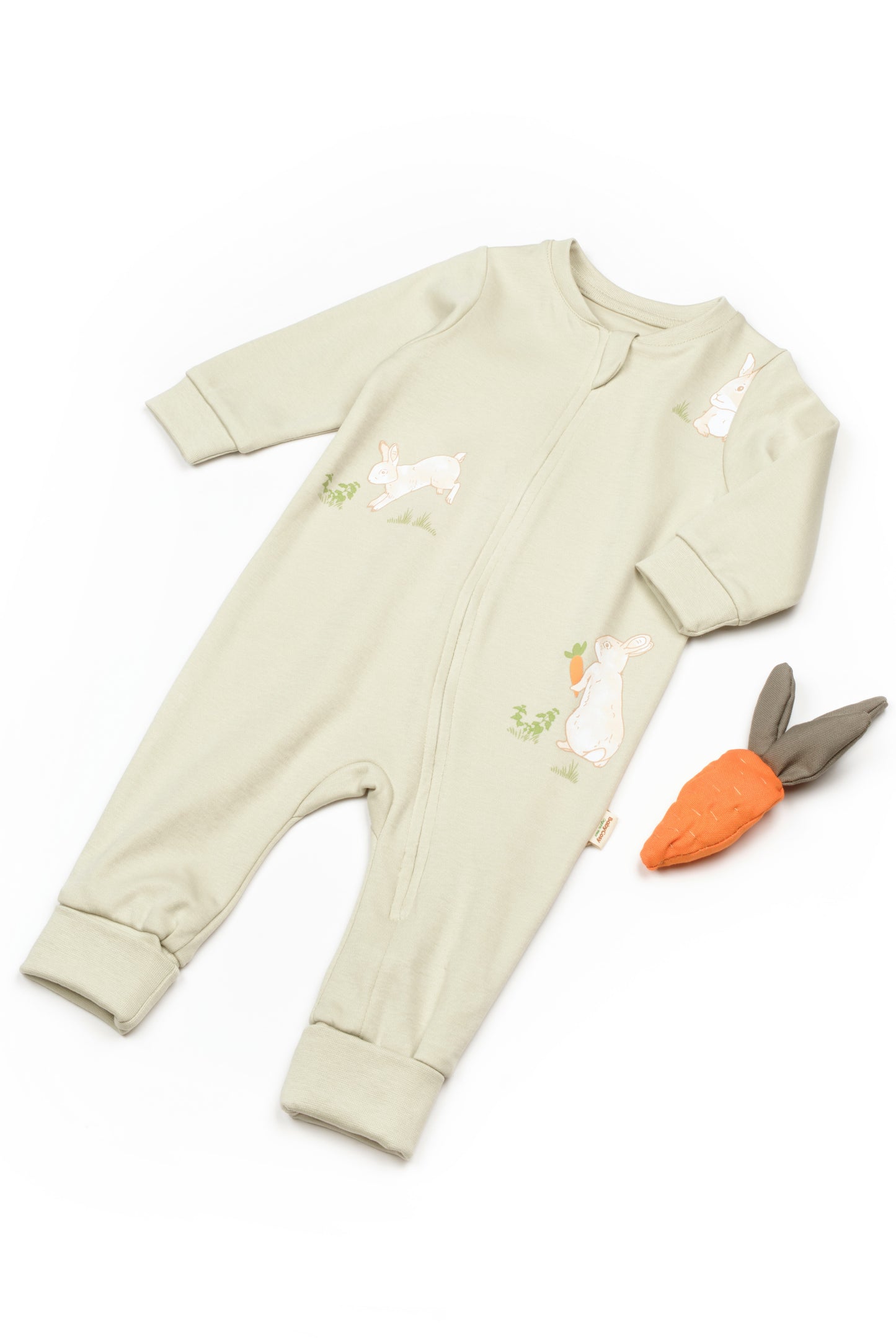 Bunny Zippered Onesie 100% Organic Cotton