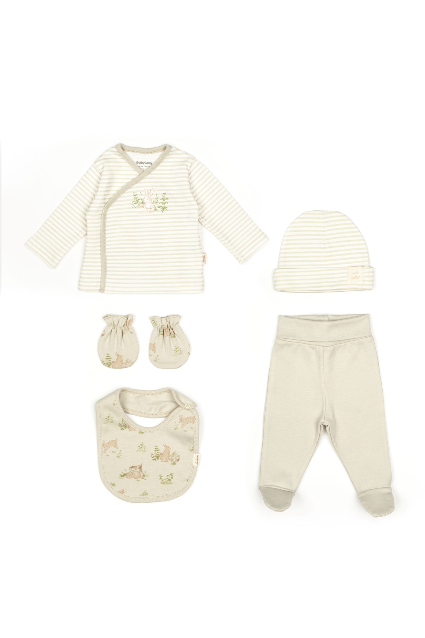 Bunny 5 Piece Newborn Set 100% Organic Cotton