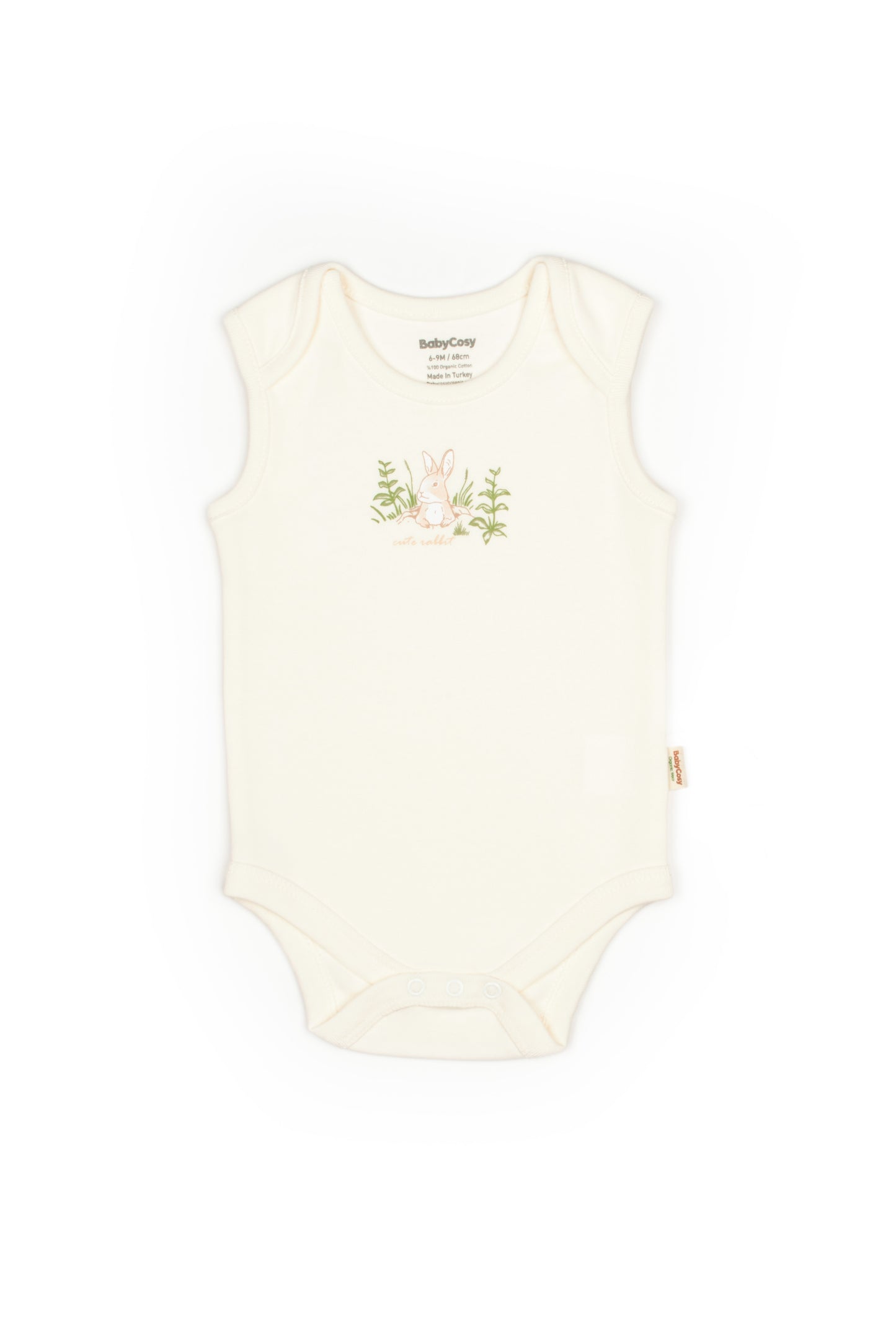 Ecru Bunny Sleeveless Bodysuit 100% Organic Cotton