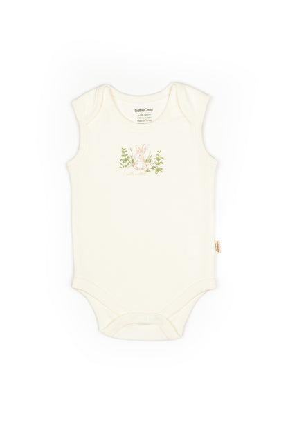 Ecru Bunny Sleeveless Bodysuit 100% Organic Cotton