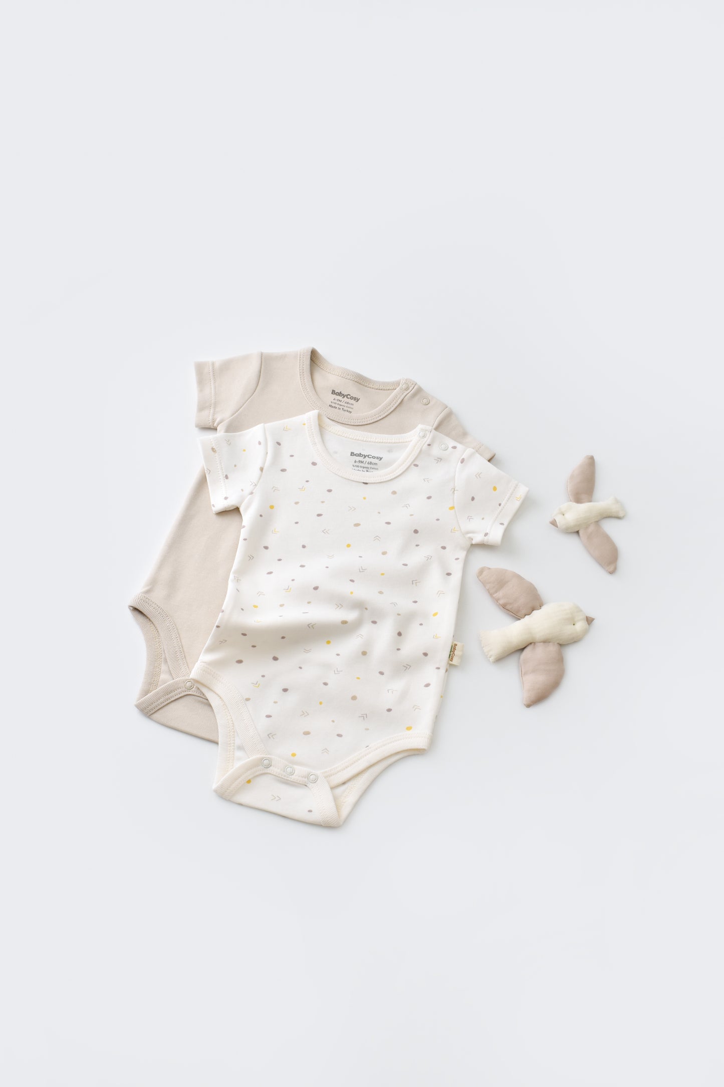 Two Pack Short Sleeve Bodysuit 100% Organic Cotton