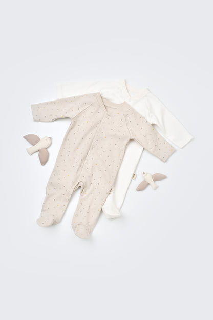 Two Pack Footed Onesie 100% Organic Cotton