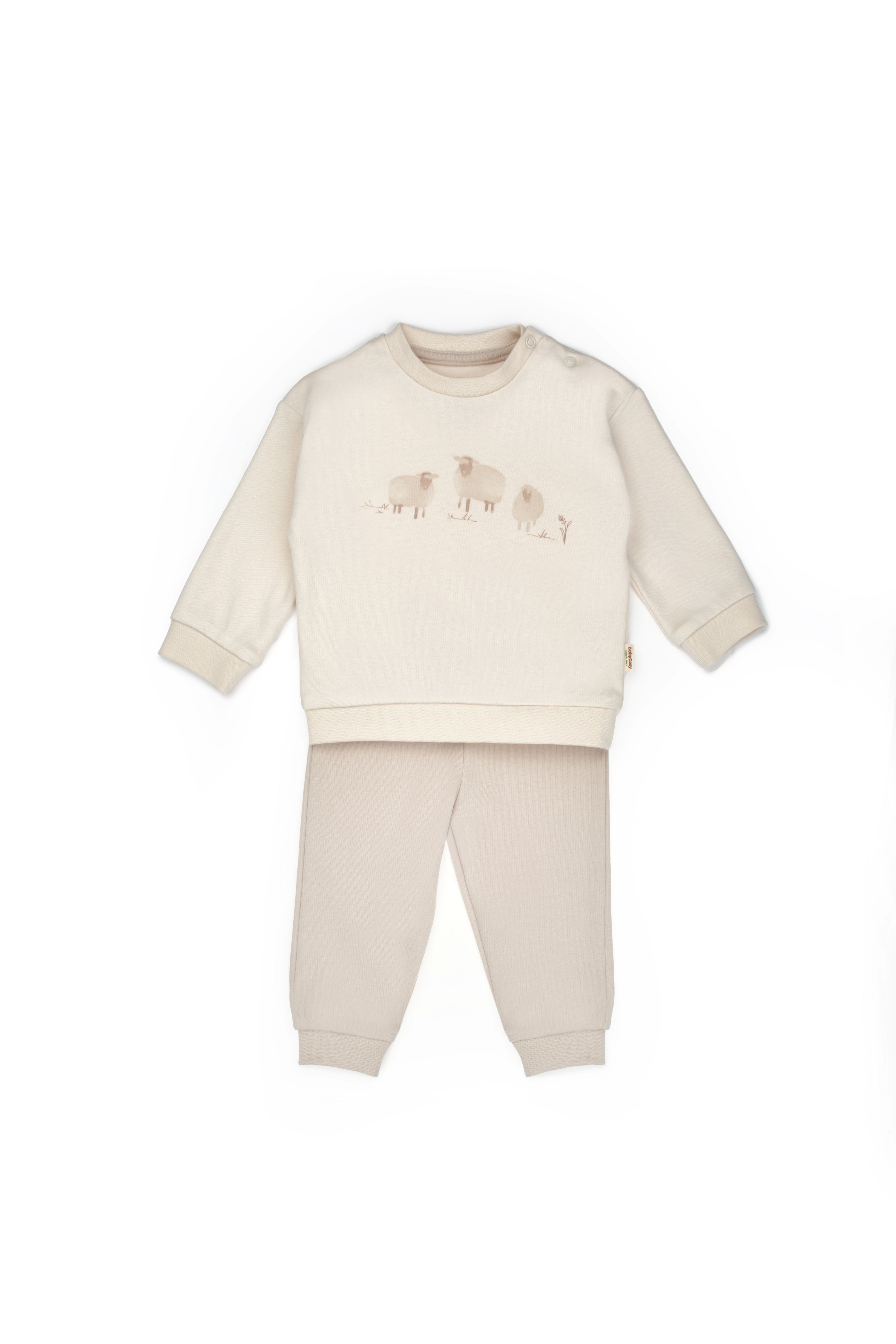 Cream lamb baby outfit two-piece set